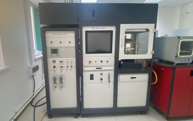 Flammability testing machine — cone calorimeter with gas analysis